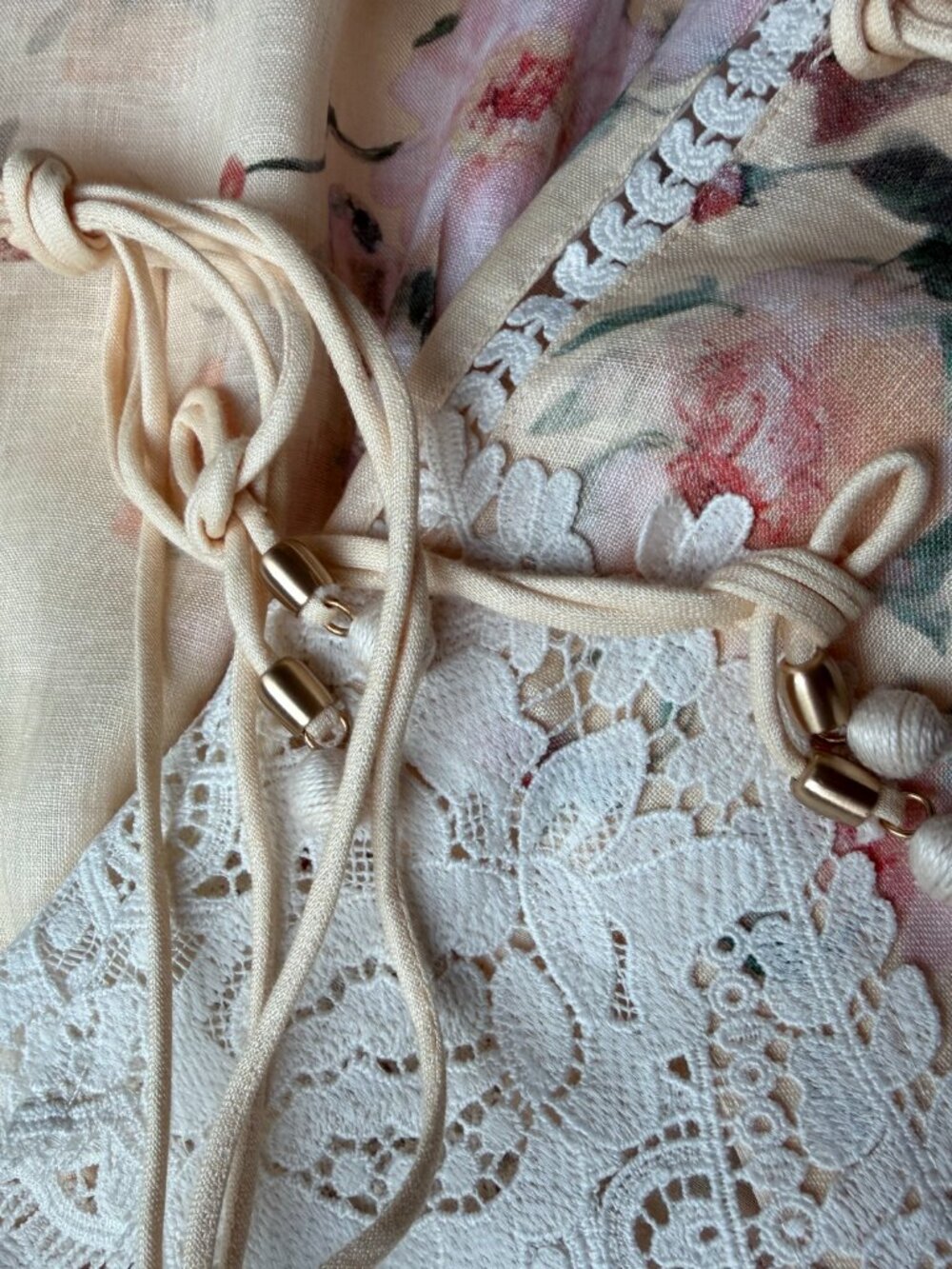 Zimmermann NWOT Everley Belted Lace-Trimmed Floral-Print Linen Midi Dress 2 - Picture 10 of 16
